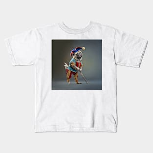 Pug Dog Jester Clown & Cane Kids T-Shirt